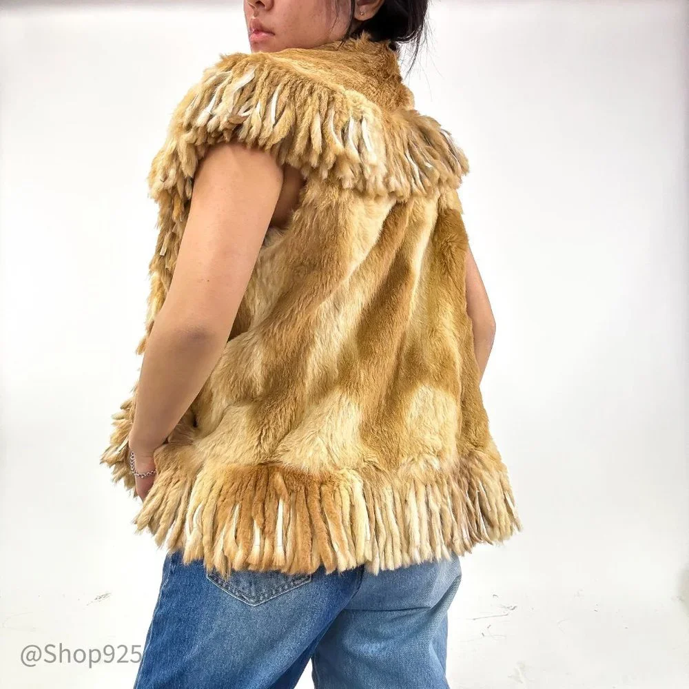 Misk Animal Pattern Tan Vest Size 40 - Picture 7 of 10